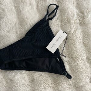 Frankie's Bikinis Black Ribbed Triangle Bikini Bottom